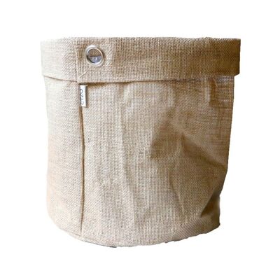 Jute bag with metal rings, Ø 25 cm, height approx. 25 cm Natural