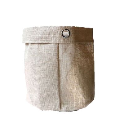 Jute bag with metal rings, Ø 20 cm, height approx. 20 cm, natural