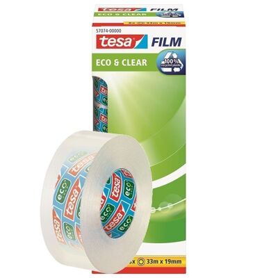 Film adhésif tesa Eco & Clear 19mm 33Mètre recyclage