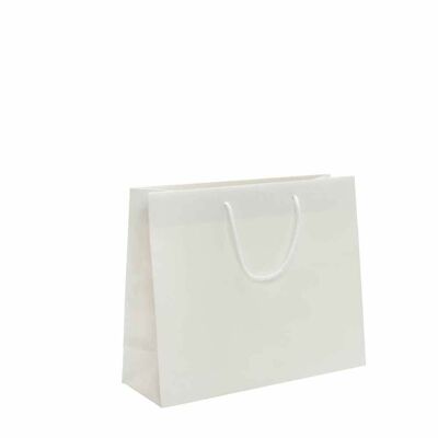Carrying bag 38x13x31+6cm white with BW cord