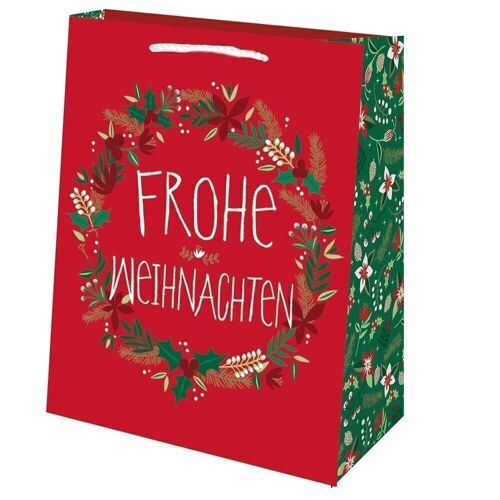 Tragetaschen Weihnachtskranz rot 18x10x22,7cm