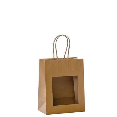 Paper carrier bags with window 18x10x22.7cm