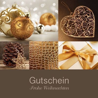 Christmas voucher folding card Elegance brown/gold