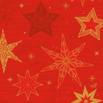 Serviette en tissu DUNI 33x33cm 1/4F.Star Stories Rouge