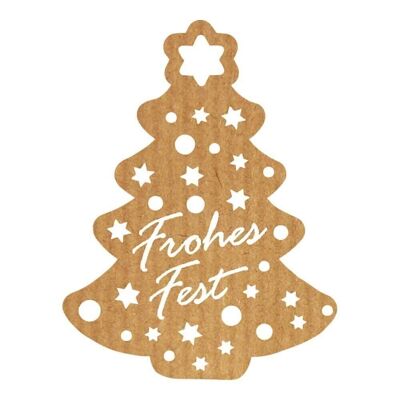 Christmas label 34x45 mm kraft paper fir tree