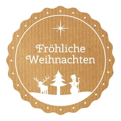 Weihnachts-Etikett Ø 49mm Kraftpapier Fröhliche Weihnacht