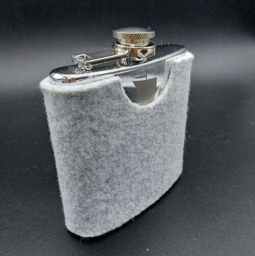 Flask, Felt Lined Flask, 100% Vegan, Steel Flask with Felt Shield, 6 oz. (Pearl Grey)