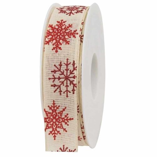 Geschenkband Winterluft creme 25mm 20 Meter