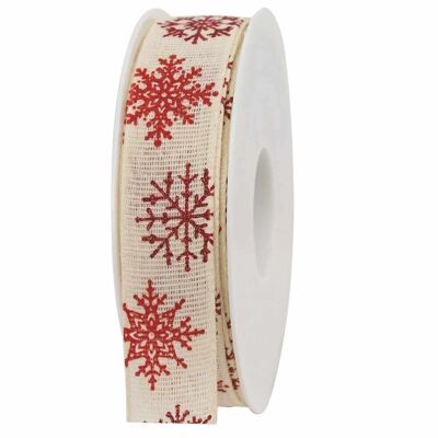 Gift ribbon winter air cream 25mm 20 meters