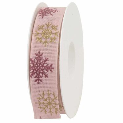 Ruban cadeau hiver air vieux rose 25mm 20 mètres