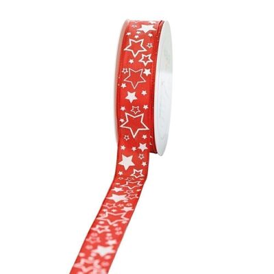 Gift ribbon "Starlet" red/white 25mm 25m