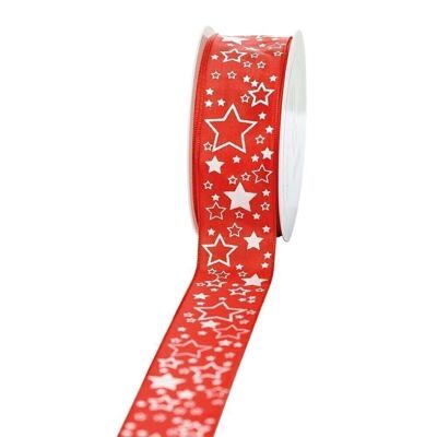Gift ribbon "Starlet" red/white 40mm 25m