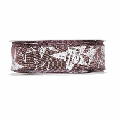 Ruban cadeau "Stars" baie/blanc 25mm 25m