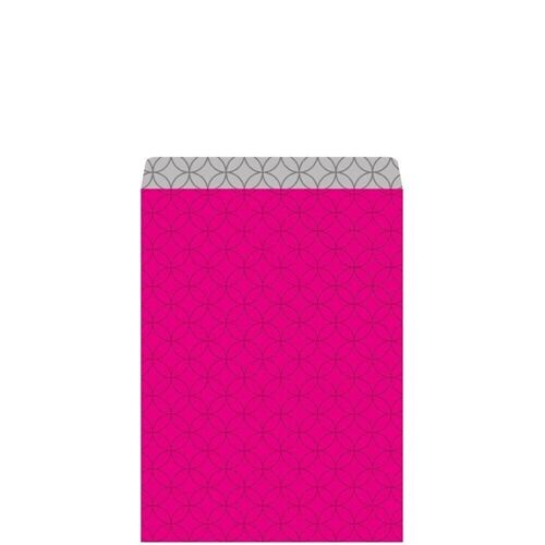Geschenkflachbeutel Circles pink/silber 11,5x17,1+2,8cm