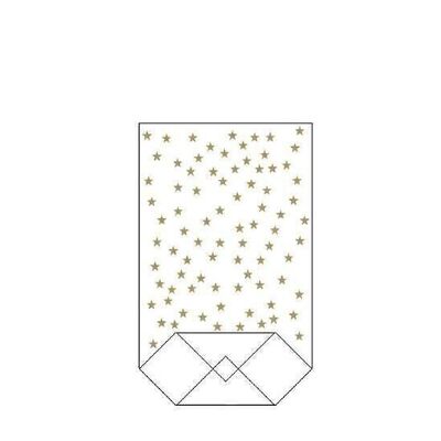 Transparent bottom bag PP stars gold 145x235mm
