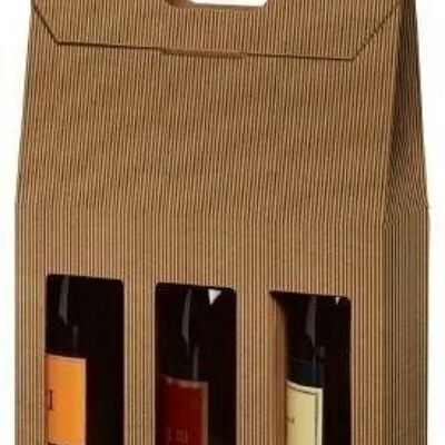 Bottle box for 3 brown 27x9x41 cm