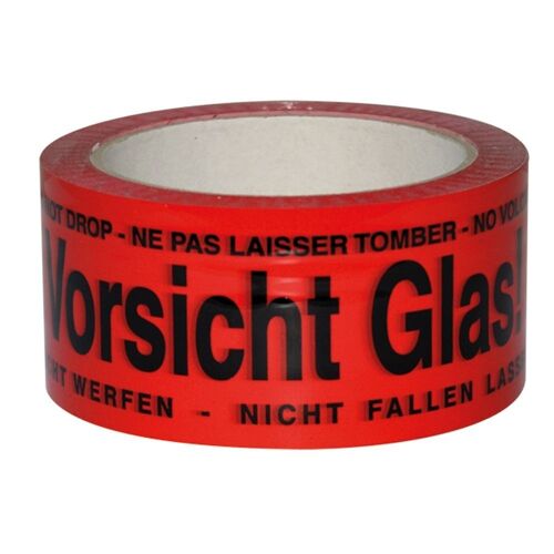 Paketband rot "Vorsicht Zerbrechlich" 50mm 66Meter