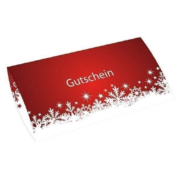 Gutschein-Klappkarte Kristalle rot DIN lang