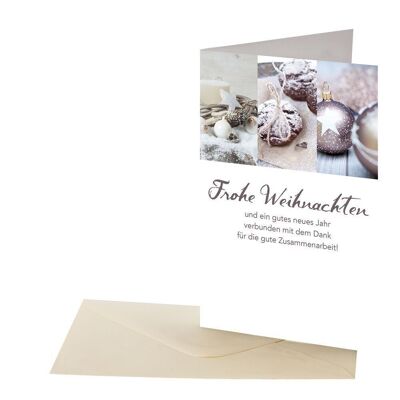 Christmas card business text silver/white