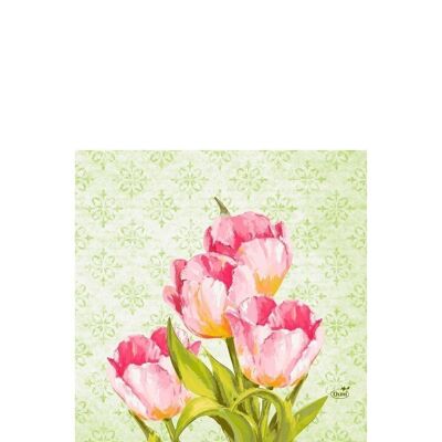 Servilleta de tejido DUNI 33x33 cm 1/4F. tulipanes de amor