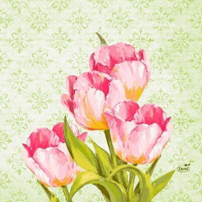 Servilleta de papel DUNI 40x40 cm 1/4F. tulipanes de amor
