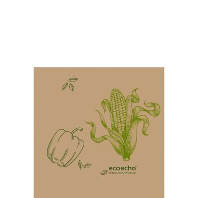 Servilleta de papel DUNI 33x33 cm 1/4F. Verduras marrones