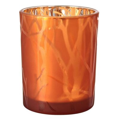 DUNI candle glass shimmer 100x80mm rust