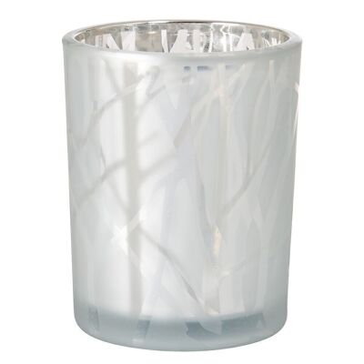 DUNI Candle Glass Shimmer 100x80mm Bianco
