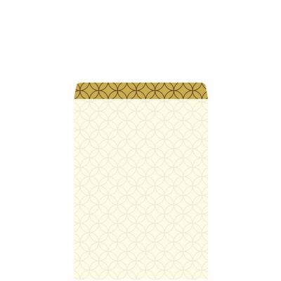Flat gift bag Circles cream/gold 11.5x17.1+2.8cm