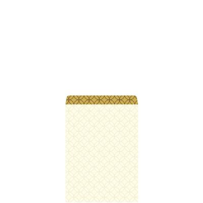 Flat gift bag Circles Cream/Gold 7.9x11+1.5cm