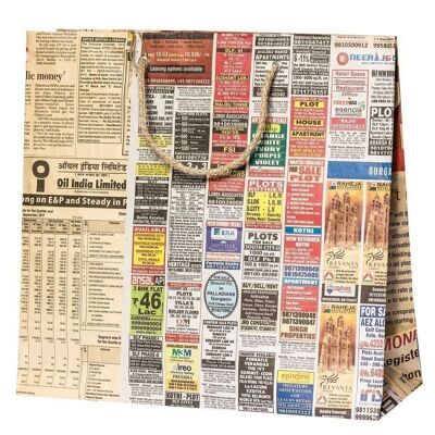 Paper carrier bags 33x12x33cm Newspaper