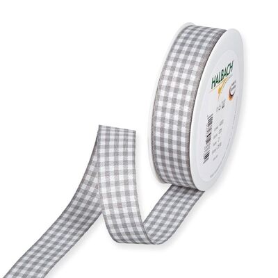 Gift ribbon country house checked 25mm/20 meters silver