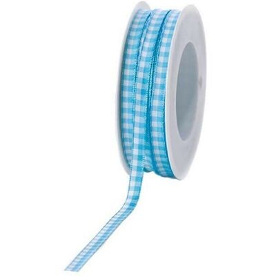 Gift ribbon country house checkered 8mm/25 meters turquoise