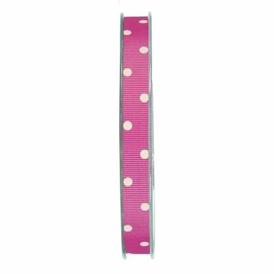 Gift ribbon grosgrain dots 10mm/20meter pink
