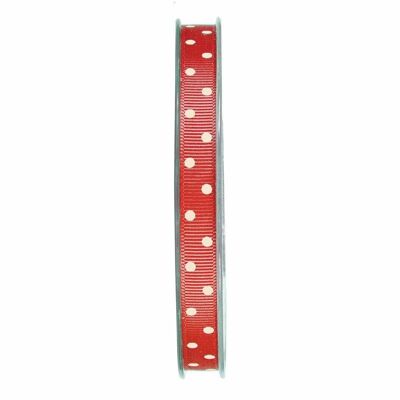 Geschenkband Grosgrain Punkte 10mm/20Meter rot