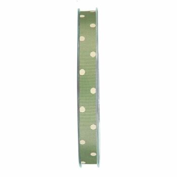 Ruban cadeau gros grain pois 10mm/20 mètres menthe