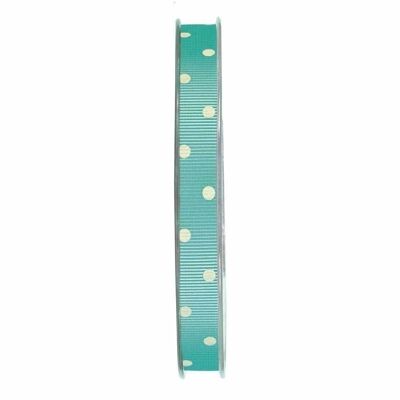 Gift ribbon grosgrain dots 10mm/20meters aquamarine