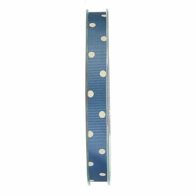 Gift ribbon grosgrain dots 10mm/20meters blue