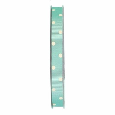 Gift ribbon grosgrain dots 10mm/20meters turquoise