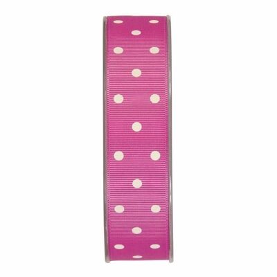 Gift ribbon grosgrain dots 25mm/20meter pink