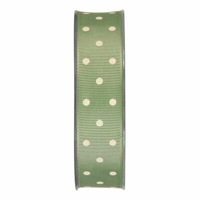 Cinta de regalo grosgrain lunares 25mm/20 metros menta