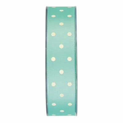 Gift ribbon grosgrain dots 25mm/20meters turquoise