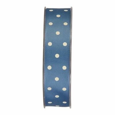 Gift ribbon grosgrain dots 25mm/20 meters blue