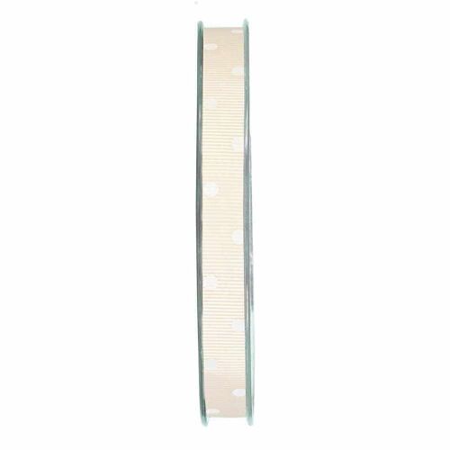 Geschenkband Grosgrain Punkte 10mm/20Meter creme