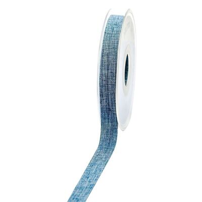 Gift ribbon linen look 15mm 20meters denim blue