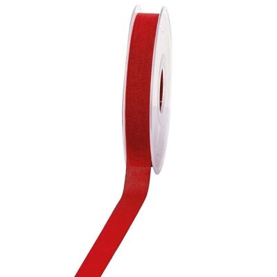 Gift ribbon linen look 15mm 20 meters red