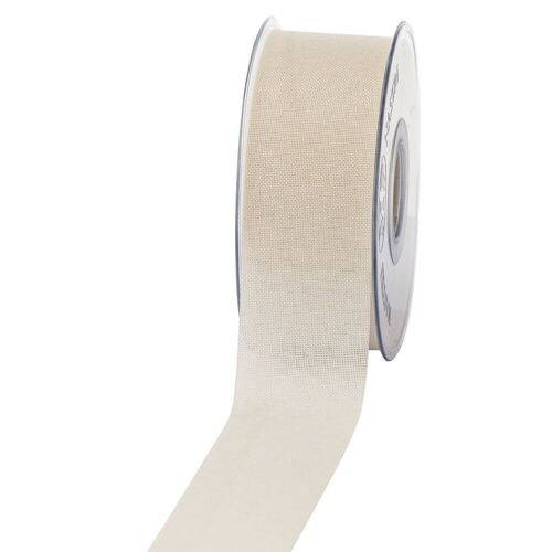 Geschenkband Leinenoptik 40mm 20Meter Creme