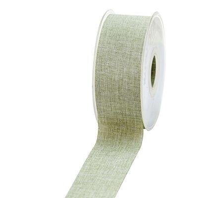 Gift ribbon linen look 40mm 20meters pastel green