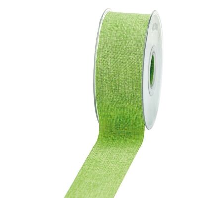 Gift ribbon linen look 40mm 20 meters kiwi