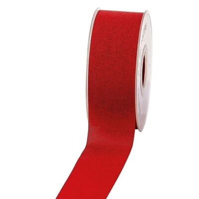 Gift ribbon linen look 40mm 20 meters red